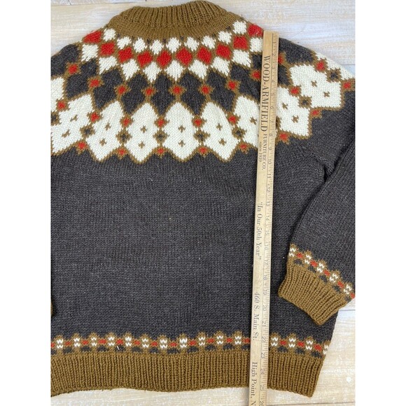 Vtg CJ Viking Womens Cardigan Sz L Hand-Knit Wool Fair Isle Scandinavian Denmark - Picture 6 of 11